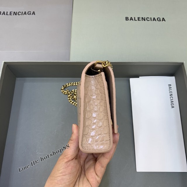 Balenciaga專櫃爆款鱷魚紋迷你女士肩背包 巴黎世家沙漏鏈條斜挎包 fyj1859